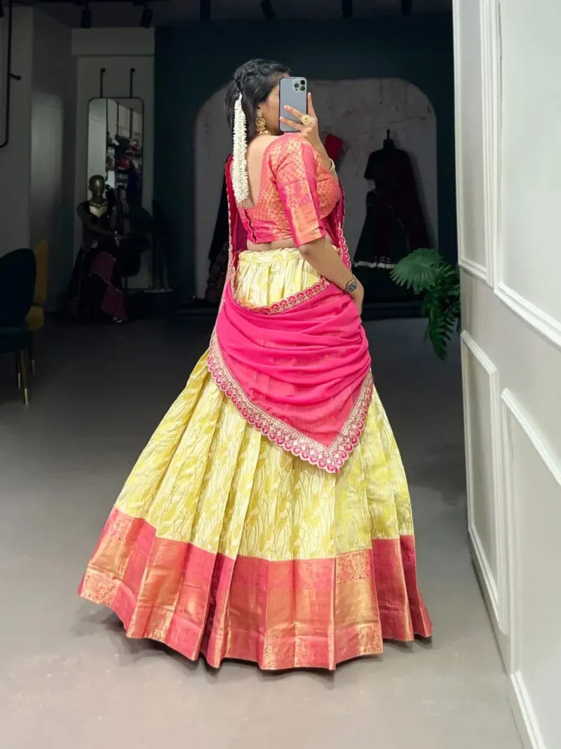 Jacquard Silk Zari weaving work Traditional Lehenga Choli