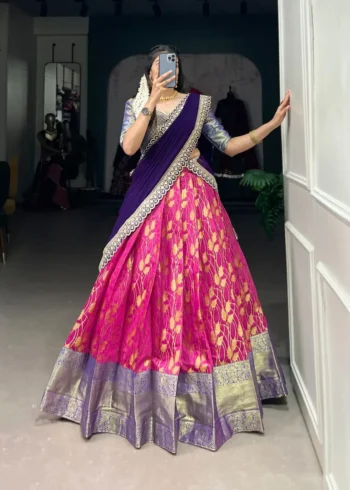 Jacquard Silk Zari weaving work Traditional Lehenga Choli