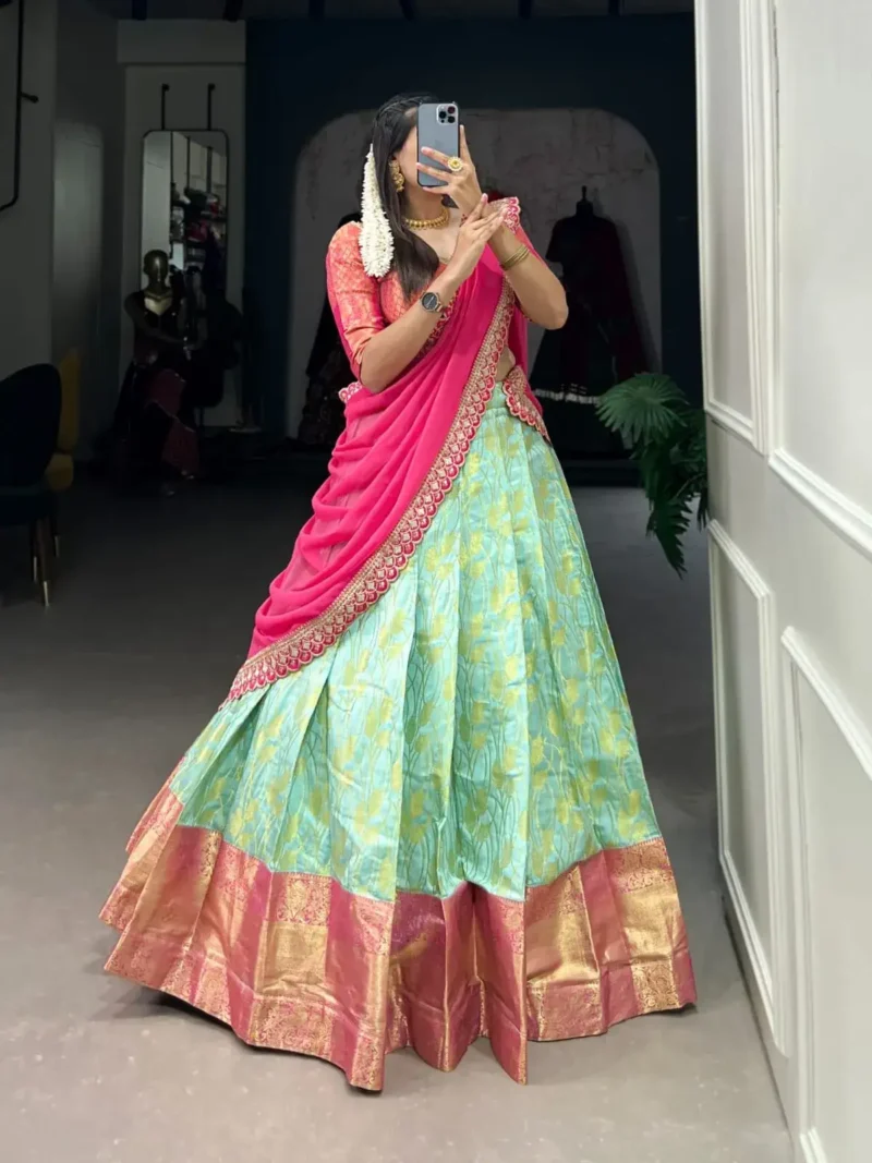 Jacquard Silk Zari weaving work Traditional Lehenga Choli