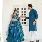 Jimmy Choo Heavy Embroidered Couple Lehenga and Kurta for Engagement