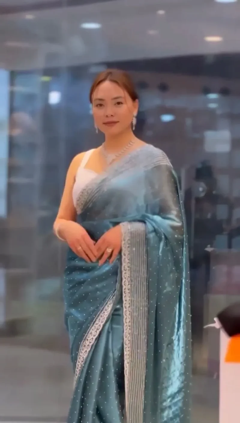 Jimmy Choo Sequins Zari Embroidered party Wear Wedding Saree