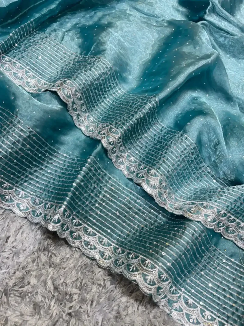 Jimmy Choo Sequins Zari Embroidered party Wear Wedding Saree
