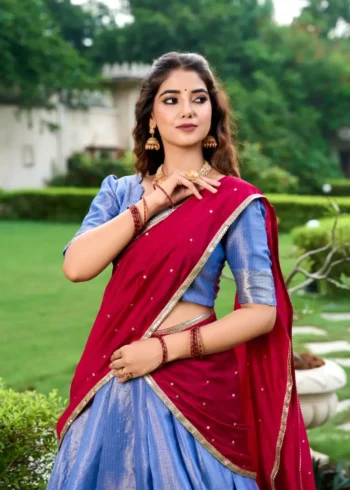 Kanchipuram Zari Weaving Work South Indian Lehenga Choli