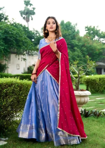 Kanchipuram Zari Weaving Work South Indian Lehenga Choli