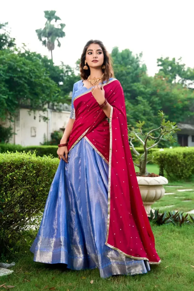 Kanchipuram Zari Weaving Work South Indian Lehenga Choli
