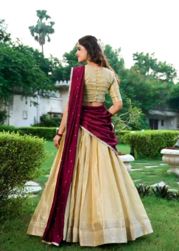 Kanchipuram Zari Weaving Work South Indian Lehenga Choli
