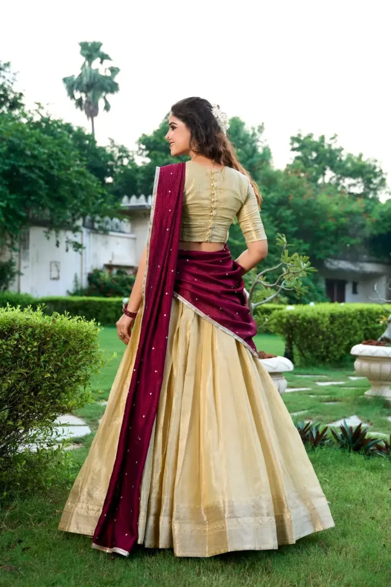 Kanchipuram Zari Weaving Work South Indian Lehenga Choli