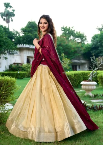 Kanchipuram Zari Weaving Work South Indian Lehenga Choli