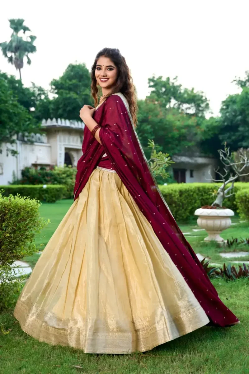 Kanchipuram Zari Weaving Work South Indian Lehenga Choli