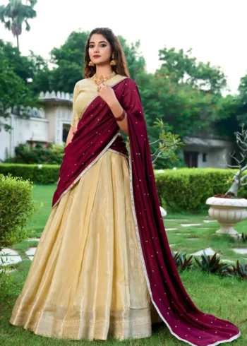 Kanchipuram Zari Weaving Work South Indian Lehenga Choli