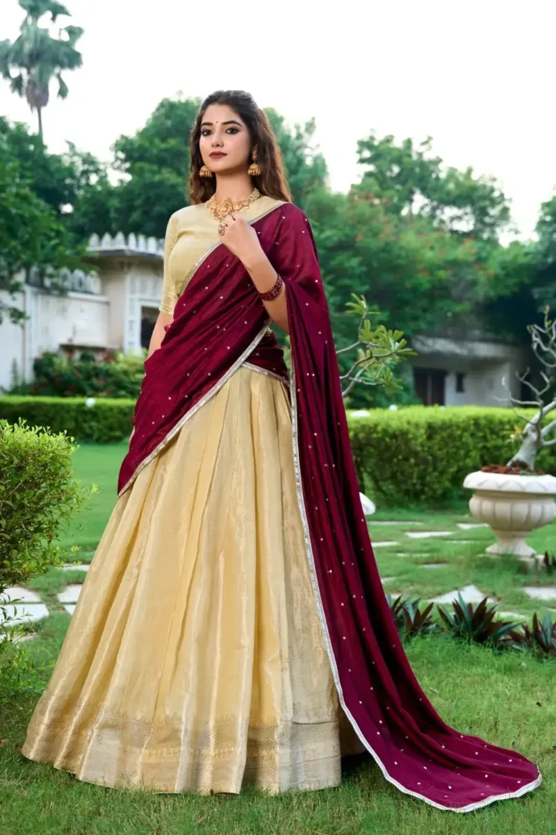 Kanchipuram Zari Weaving Work South Indian Lehenga Choli