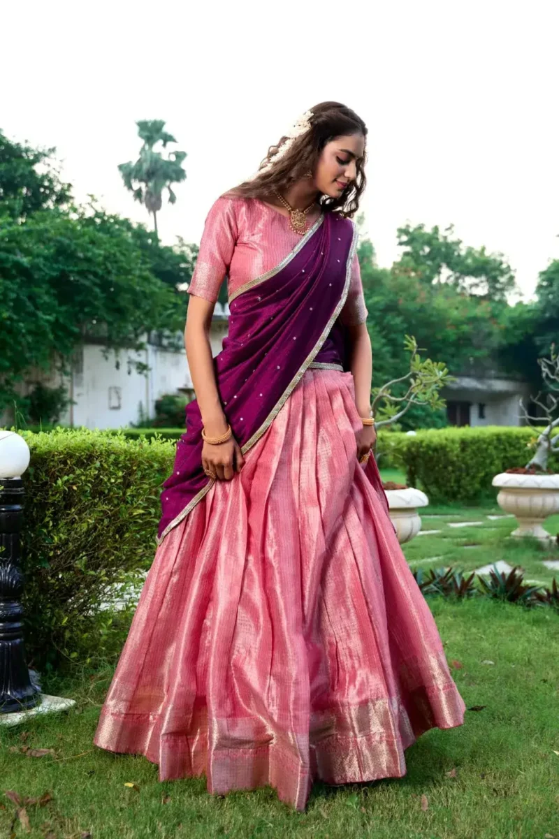 Kanchipuram Zari Weaving Work South Indian Lehenga Choli