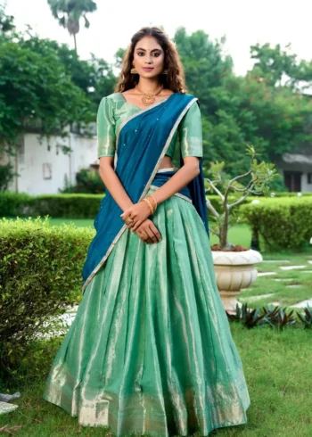 Kanchipuram Zari Weaving Work South Indian Lehenga Choli