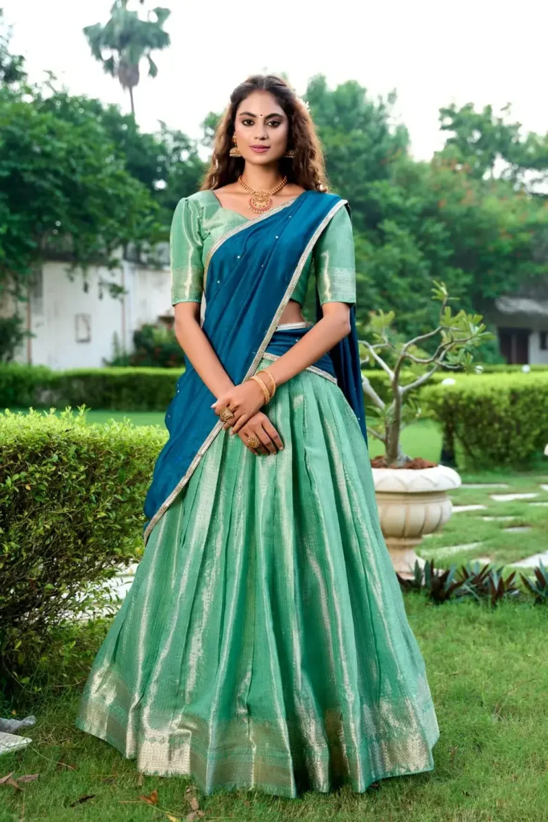 Kanchipuram Zari Weaving Work South Indian Lehenga Choli