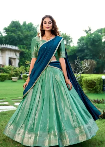 Kanchipuram Zari Weaving Work South Indian Lehenga Choli
