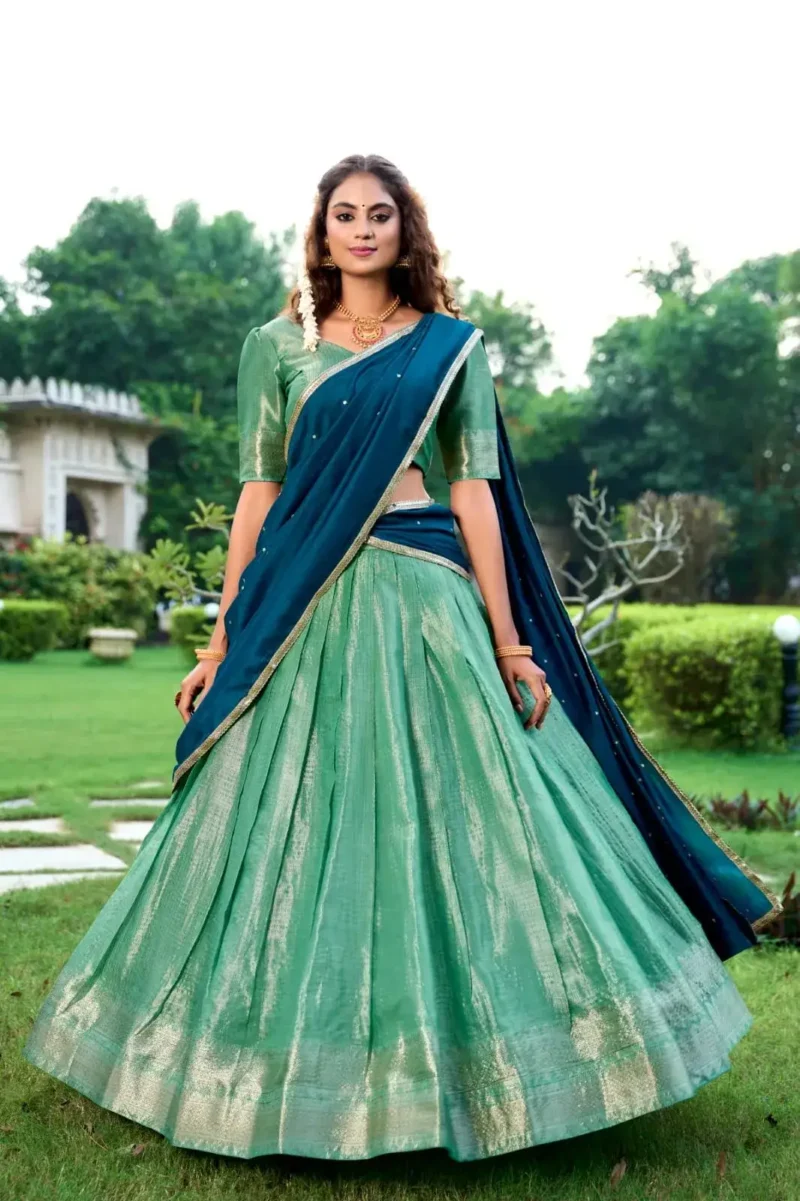 Kanchipuram Zari Weaving Work South Indian Lehenga Choli