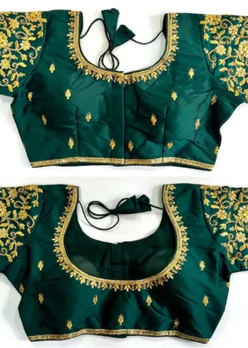 Khatli Hand Work Banarasi Silk Embroidered Blouse for Silk Saree