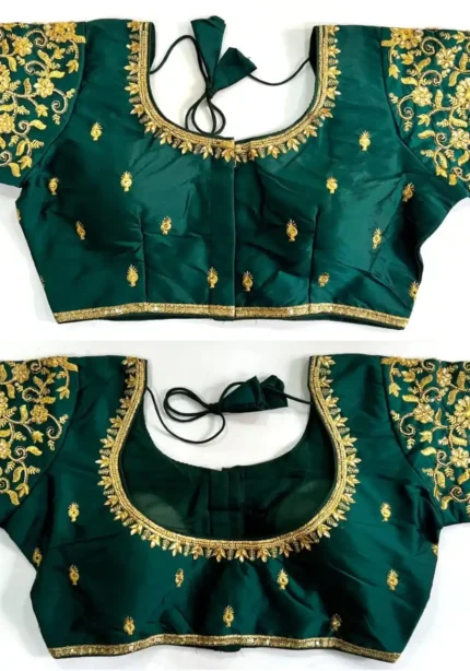 Khatli Hand Work Banarasi Silk Embroidered Blouse for Silk Saree