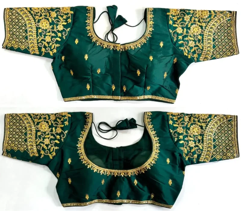 Khatli Hand Work Banarasi Silk Embroidered Blouse for Silk Saree