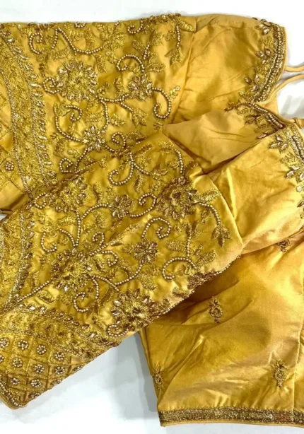 Khatli Hand Work Banarasi Silk Embroidered Blouse for Silk Saree