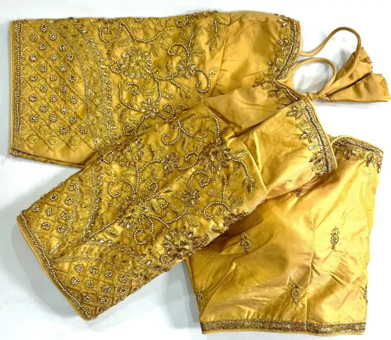 Khatli Hand Work Banarasi Silk Embroidered Blouse for Silk Saree