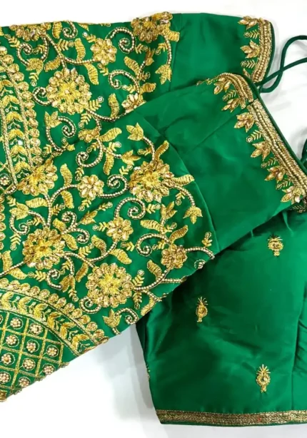 Khatli Hand Work Banarasi Silk Embroidered Blouse for Silk Saree