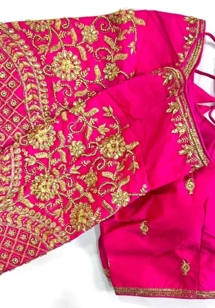 Khatli Hand Work Banarasi Silk Embroidered Blouse for Silk Saree