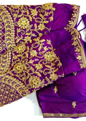Khatli Hand Work Banarasi Silk Embroidered Blouse for Silk Saree