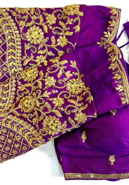 Khatli Hand Work Banarasi Silk Embroidered Blouse for Silk Saree