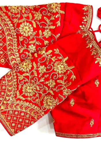 Khatli Hand Work Banarasi Silk Embroidered Blouse for Silk Saree