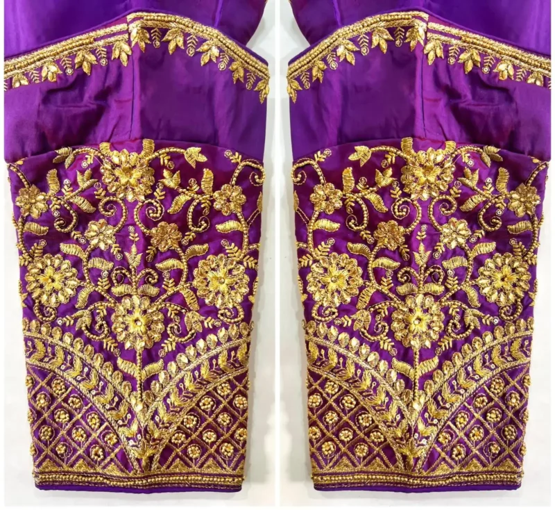 Khatli Hand Work Banarasi Silk Embroidered Blouse for Silk Saree