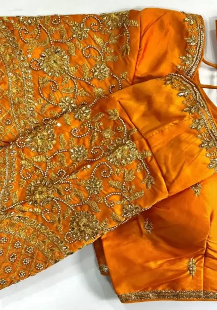 Khatli Hand Work Banarasi Silk Embroidered Blouse for Silk Saree