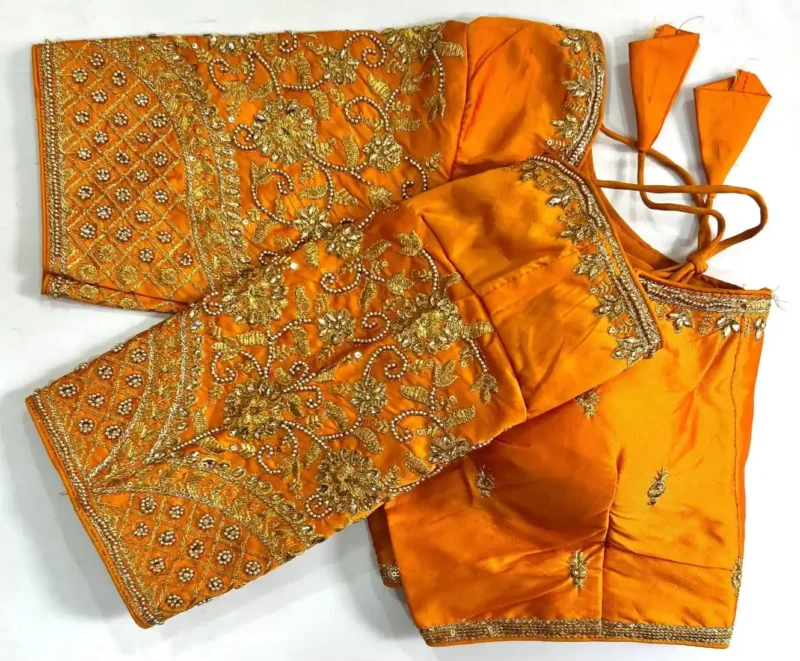 Khatli Hand Work Banarasi Silk Embroidered Blouse for Silk Saree