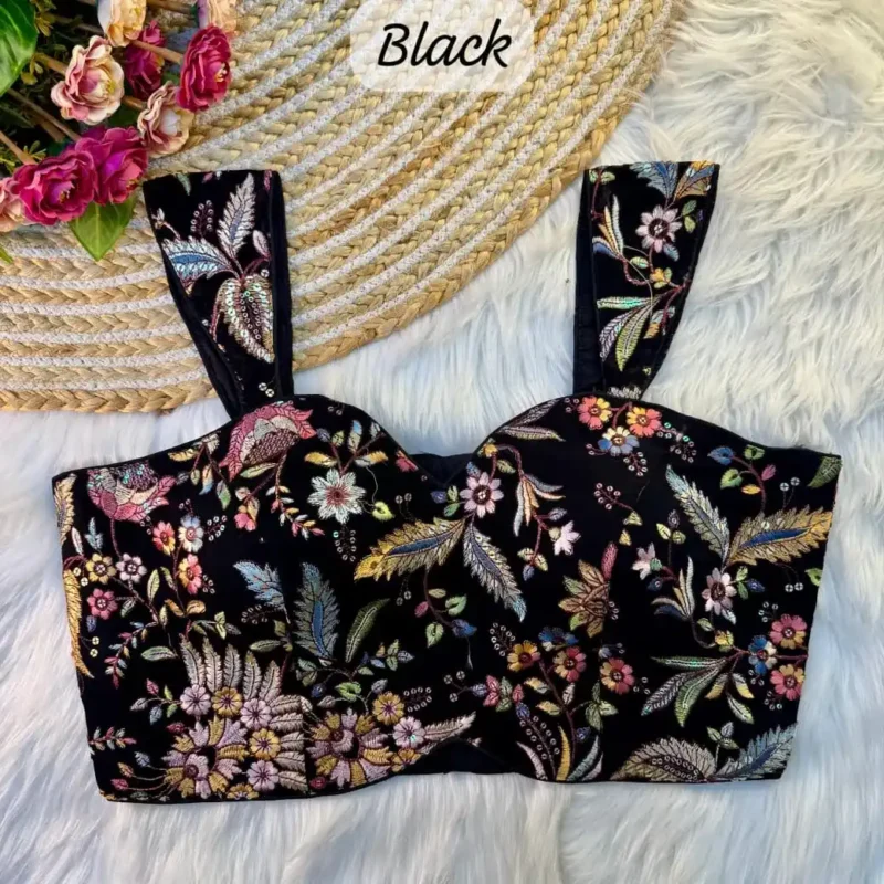 Multi Thread Work Sleeveless Western Style Blouse