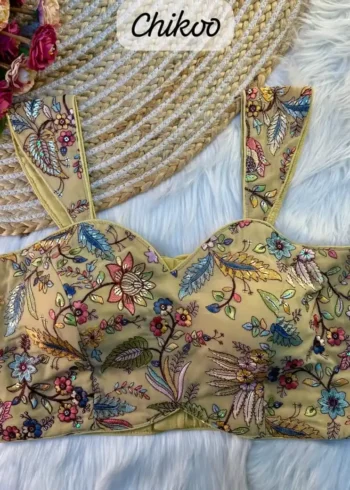 Multi Thread Work Sleeveless Western Style Blouse