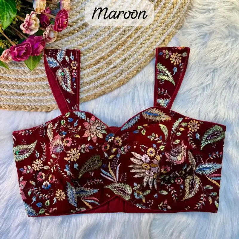Multi Thread Work Sleeveless Western Style Blouse