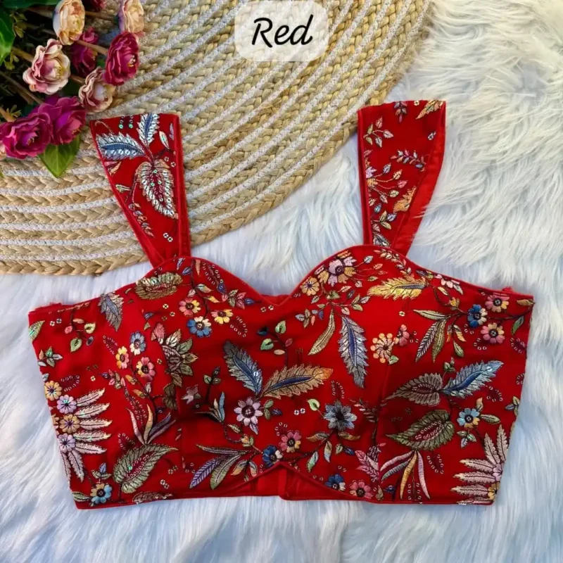 Multi Thread Work Sleeveless Western Style Blouse