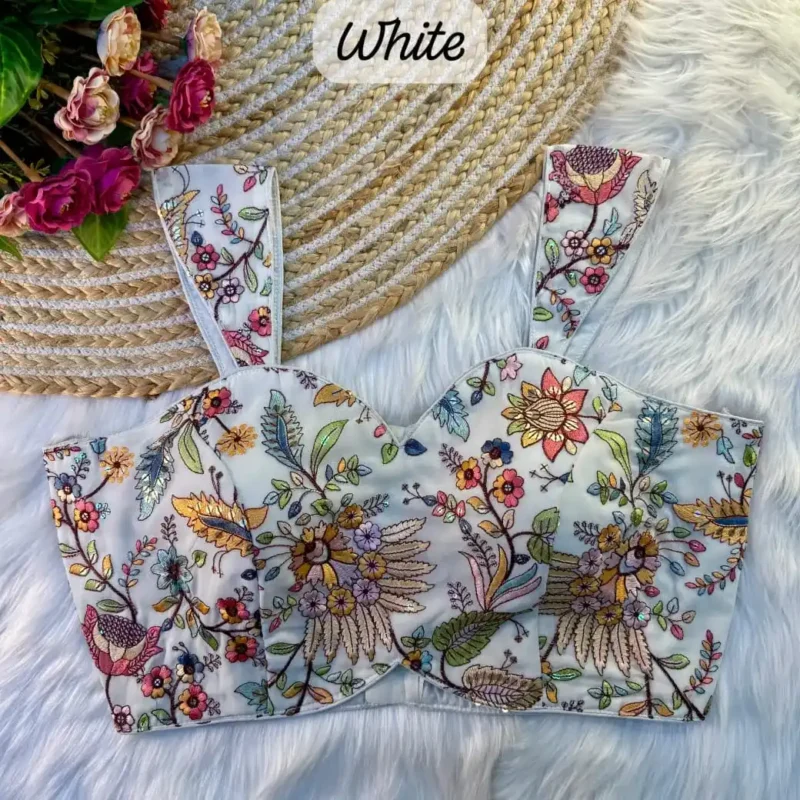 Multi Thread Work Sleeveless Western Style Blouse