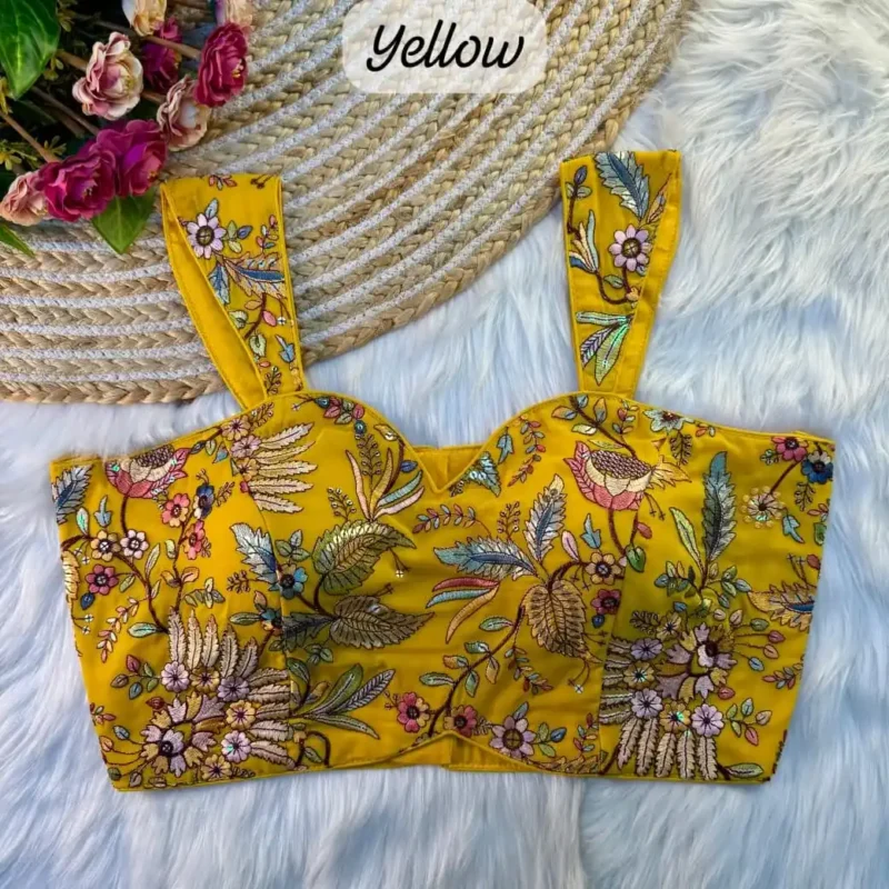 Multi Thread Work Sleeveless Western Style Blouse