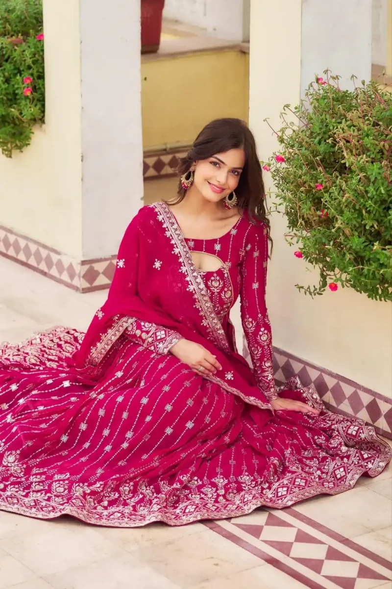 Neck Cut Design Embroidered Lehenga for Wedding