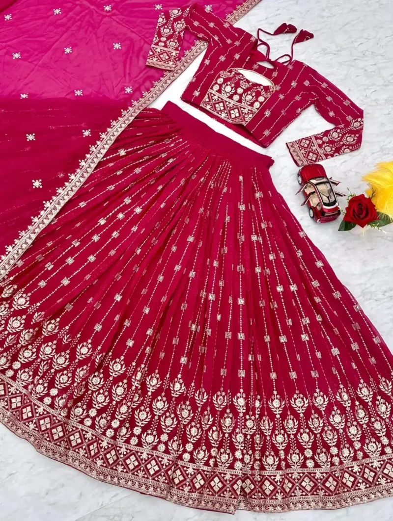 Neck Cut Design Embroidered Lehenga for Wedding