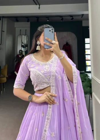 party Wear lavender Color Georgette Lehenga Choli