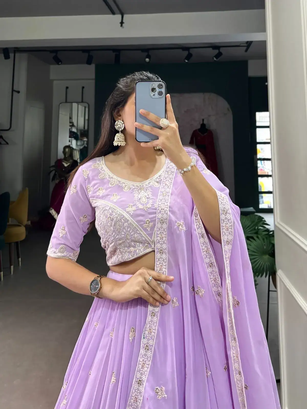 party Wear lavender Color Georgette Lehenga Choli