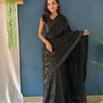 Party Wear Sequins Embroidered Heavy Georgette Saree