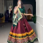 Patola Printed Foil Work Tussar Silk Lehenga Choli