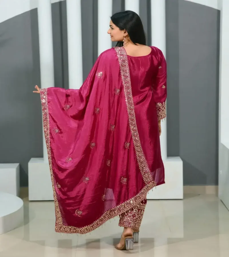 Designer Embroiderd Chinon Suit with Coding Sequins Embroidery Work