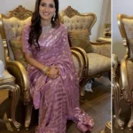 Pink Heavy Georgette Celebrity Inspired Party Wear Saree