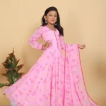Pink Rose Printed Gown for Kids