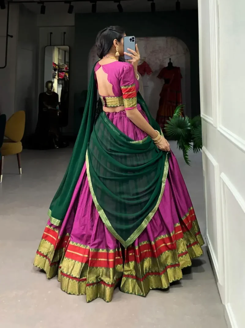 Poly Cotton Zari Weaving Work South Indian Lehenga Choli