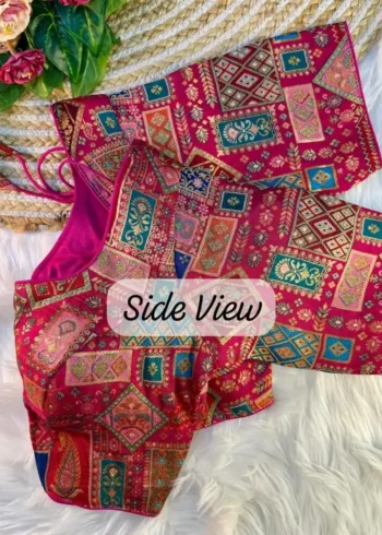 Position Printed Viscose jacquard Blouse for Silk Saree